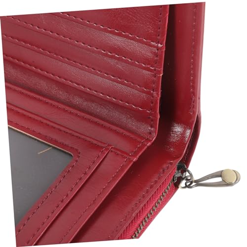 FRCOLOR Compact Ladies Wallet Small Decorative Purse for Women Durable Oil Wax Coin and Card Holder for Travel Stylish Hard Shell Design3