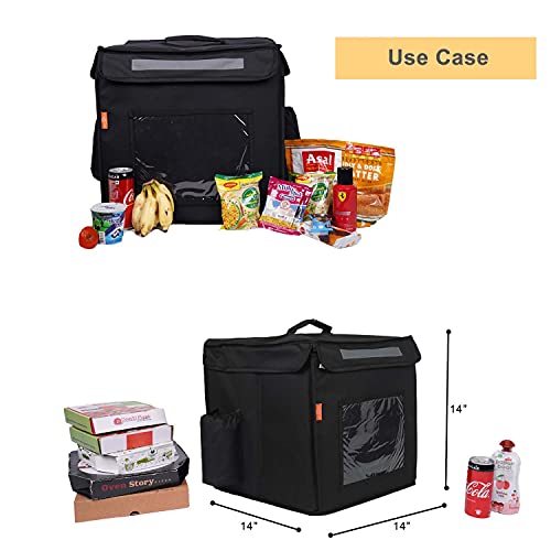 Image of Polyester Maxim Insulated Water Stain Repellent Modern Food Pizza Courier Delivery Bag 45 Litres 14X14X14 Inches (Large, Black)