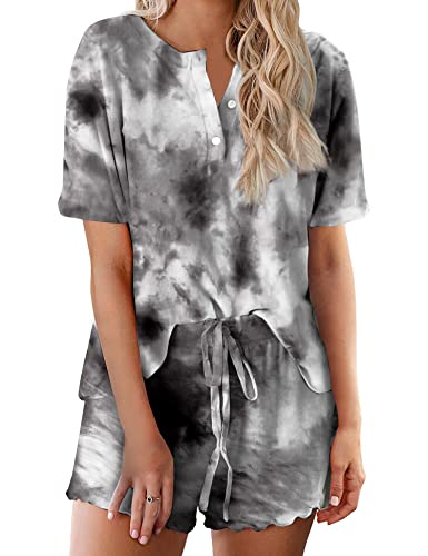 Image of Ekouaer Tie Dye Pajamas Set Womens Loungewear Sleepwear 2 Piece PJ Sets
