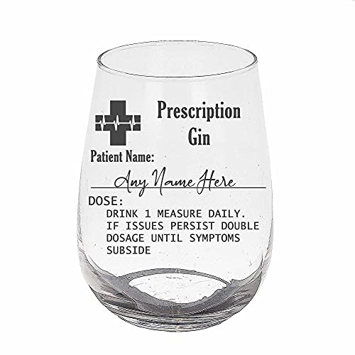 Personalised Engraved Stemless Gin Glass Prescription Gin Novelty Funny Birthday Gift 590ml - ANY NAME (Empty Glass)