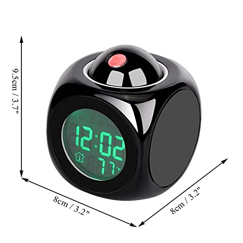 With Voice Talking Led Time Temperature For Bedroom，Projection Alarm Clock For Bedrooms Digital Voice Report Alarm Clock 12/24 Hdigital Electric Clocks Projection On Ceiling , Bedside , Office (Black) #TOP2