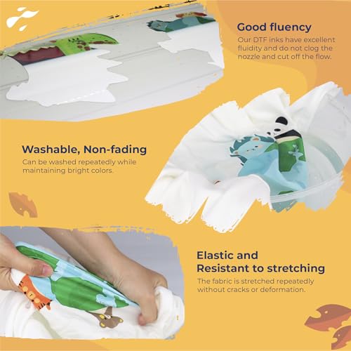 Image of Enlite Premium DTF White Ink for DTF Heat Transfer Film Printing, Used for Printhead L1800 L805 R1390 4720 I3200 XP600 DX7 DX5 5113, Great Fluency, Whiteness and Covering Rate, 16.9oz