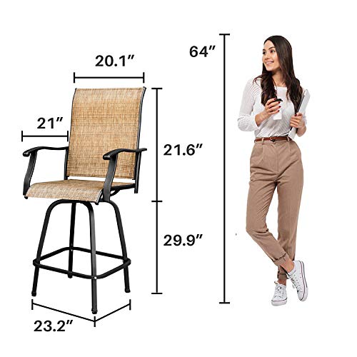 Victone Patio Bar Stools Set Of 2 All-Weather Outdoor Patio Furniture Set Counter Height Tall Patio Swivel Chairs For Bistro, Lawn, Garden, Backyard #TOP6