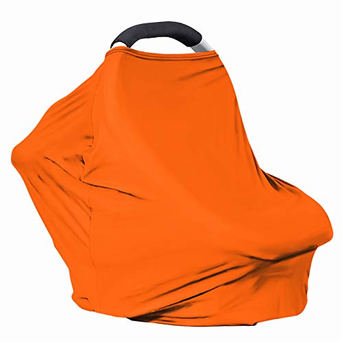 Image of Solid Color Car Seat Nursing Breastfeeding Cover, Multi Use Cover Cozy Carseat Canopy Cover, Infant Babies Stroller Cover,Ultra Soft Stretchy Nurse Gifts Orange Breastfeeding Cover