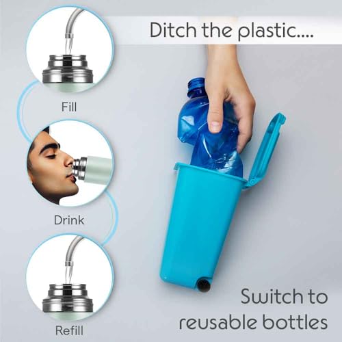 Image of Borosil 1000 ml Hydra Coolsip Mint Stainless Steel Water Bottle | ISI Certified, Made in India | Single Wall, Leakproof| Bottle for Office, School, College & Gym | 1 Year Warranty