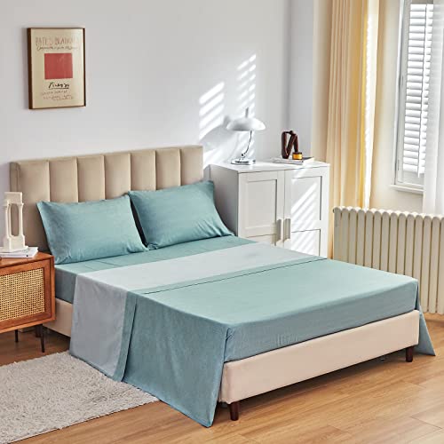 Leaves Comforter Sheet Set White Bed In A Bag 7 Pieces Queen Size Green Floral Microfiber Reversible Bedding Set (1 Comforter 2 Pillow Shams 1 Flat Sheet 1 Fitted Sheet 2 Pillowcases) #TOP6