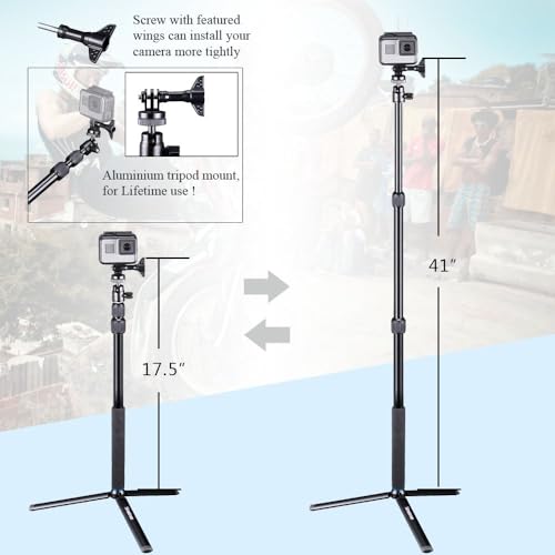 Smatree Selfie Stick Telescoping Compatible for OSMO 360/GoPro Hero 13/12/ 11/10/Max/9/8/7/6/5/4/3+/3/Session/Gopro(2018)/Ricoh Theta S/V/Samsung Gear360/YI 4K/DJI OSMO Action 5 Pro/4 Camera
