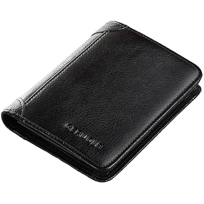 Men's Genuine Leather Wallet RFID Blocking Trifold Soft and Durable Billfold (Trifold, Black)