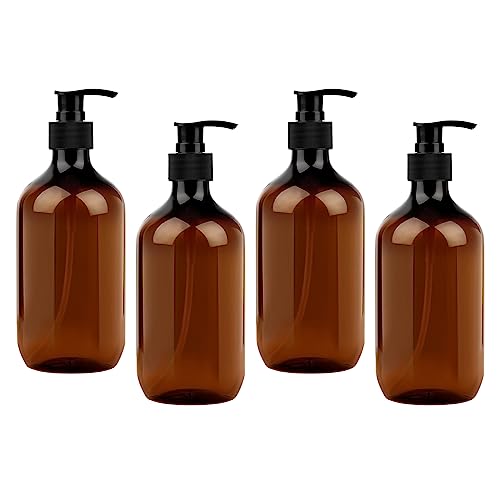 MXTIMWAN 4 Stück 500ml Shampooflasche Pumpspender, Shampoo Flaschen Duschgel Spender, Refillable, Lotionspender mit Pumpe, für Conditioner, Duschgel, Flüssigseife, Mehrweg