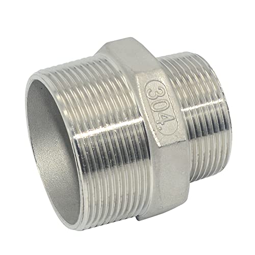 Image of DAN SPEED 1-1 /2 inchx1 /2 inchMale Hex Nipple Threaded Reducer Pipe Fitting Stainless Steel 304 NPT (2 inch*1-1 /2 inch)