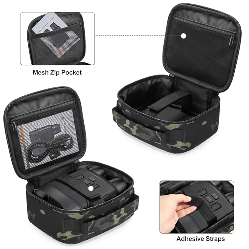 CURMIO Nachtsichtgerät Tasche, Tragbare Aufbewahrungstasche für Nachtsicht Fernglas, Datenkabel, SD-Karte und Umhängeband, Camouflage (Nur Tasche)
