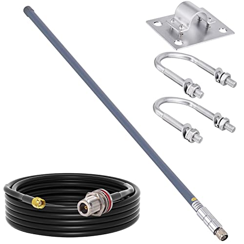 YILIANDUO 868MHz LoRa Antenna 5.8dBi Outdoor Fiberglass Aerial Weatherproof N-type Male FRP Antenna with N type Extension Cable 5M for HNT Helium Hotspot Miner LoraWan Gateway Bobcat Devices