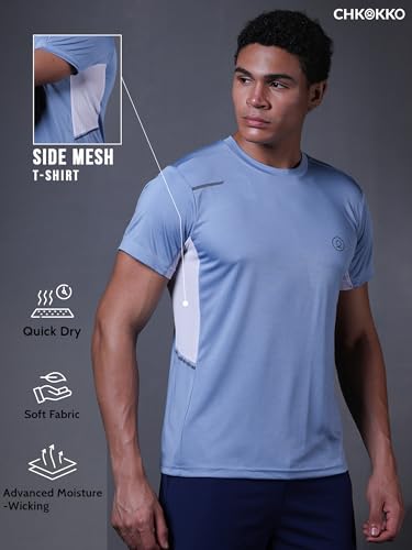 Image of CHKOKKO Gym T Shirts for Men Workout Quick Regular Dry Fit Sports Tshirt for man Breathable Moisture-Wicking Half Sleeve Round Active wear Running Boys T Shirt