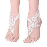 Die Barfußsandalen dieser Braut können mit oder ohne Schuhe, wunderschönem, einzigartigem, multifunktionalem Fußkettchen-Hochzeitsball-Fußschmuck getragen werden.