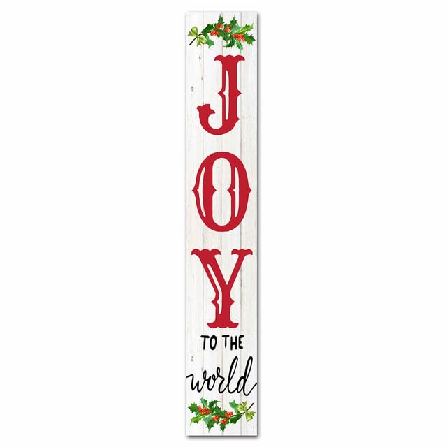Sokomurg Joy to the World Porch Sign 8"x63" Christmas Vertical Porch Sign Vertical Farmhouse Christmas Wall Plaque for Front Door, Hanging/Standing Farmhouse Christmas Decor Cozy Decor