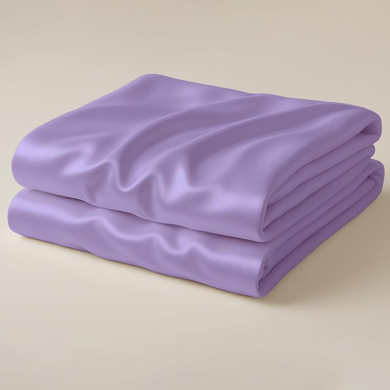 Image of Day Care-Luxury Satin Flat Double Bed (90x100 Inchs) Bedsheet|Ultra Soft Silky Smooth Touch|Breathable, Lightweight & Skin Friendly|Wrinkle Resistant|Light Mauve