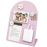 Gachiwar Lavagna magnetica memo in acciaio laminato a freddo, grande, 20 x 10 x 28 cm, lavagna magnetica nera con 3 cerotti magnetici floreali + 1 portapenne + 1 clip magnetica + 50 note adesive