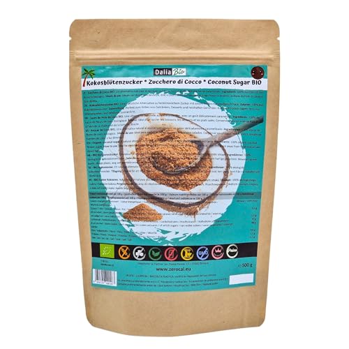 Dalia - Azúcar de Flor de Coco Bio - 500 g | 100% Natural y No Refinado | Alternativa Saludable al Azúcar | Dulce y Aromático | Ideal para Postres, Bebidas y Recetas | Sin Gluten