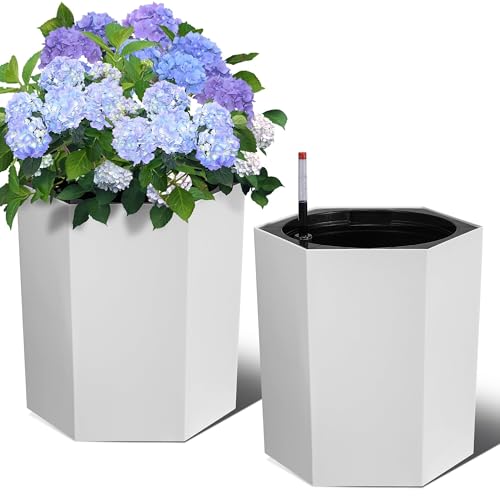 STMHOM 16in Plant Pots Set of 2, Self Watering Planters