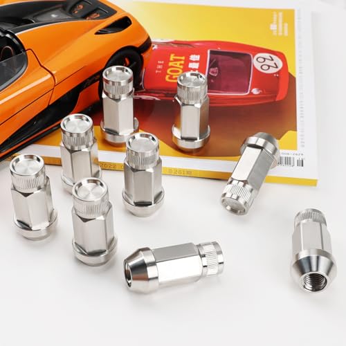 Image of M12x1.5 Wheel Lug Nuts Set,20pcs Stainless Steel Extended Tuner Nuts，50mm Length 19mm Hex，Conical Seat Fits The Honda Civic,Jeep Compass, Honda Accord, Chevy Malibu,Ford Escape