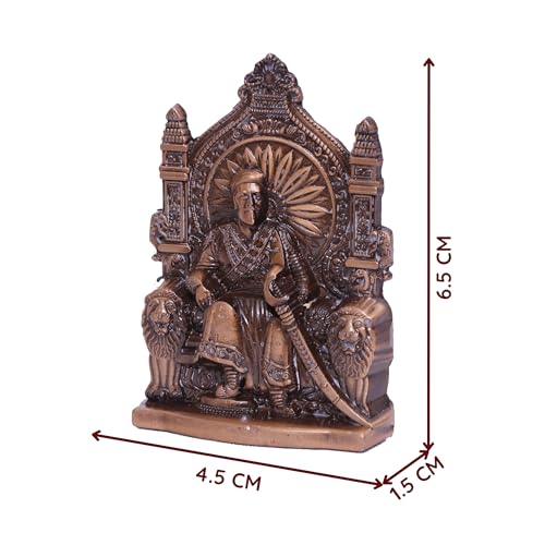 Image of anciently Chhatrapati Shivaji Maharaj Statue for Car Dashboard | Shivaji Maharaj Murti for Car Dashboard, Metal, 1 Piece (Copper Colour)