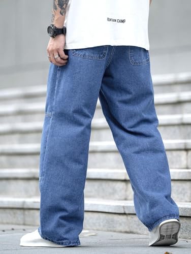 Image of URBAN POCKETS Jeans for Men | Denim Jeans | Baggy Fit | Wide Leg | Patchwork Style | Street Fashion | Casual Wear (U-26-27)