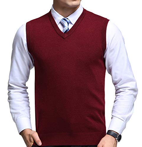 KUYIGO Herren Weste ärmellos - V-Ausschnitt Strickweste Business Casual