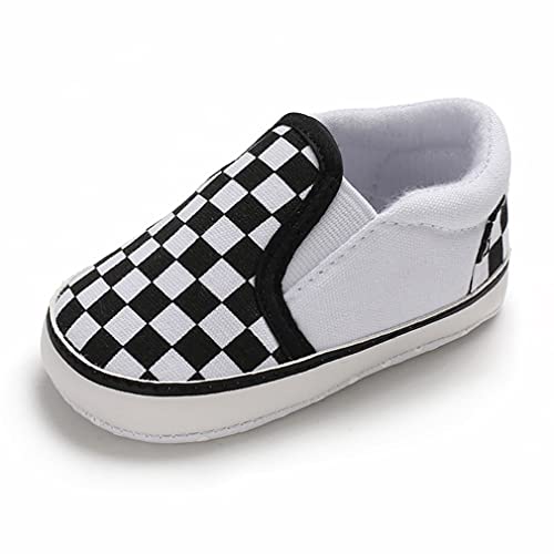Image of Clowora Unsex Baby Boys Girls Canvas First Walkers Shoes,Newborn Infant Non Slip Soft Sole Crib Casual Sneaker,Baby Toddler Flat Lazy Loafers Shoe 3-18 Months (02/White, 6_Months, 12_Months)