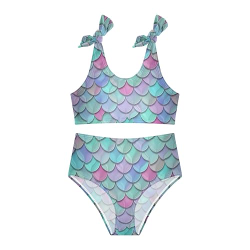 Image of Girls Swimsuit Two Piece Swimwear Bikini Set Pink Bow Softball Bathing Suit for 3-12T,