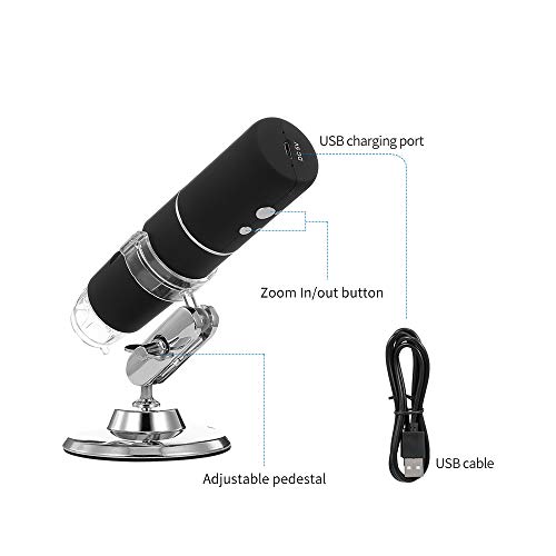 Domary Microscópio digital sem fio HD 1080P WIFI Microscópio portátil com 8 LED de substituição para