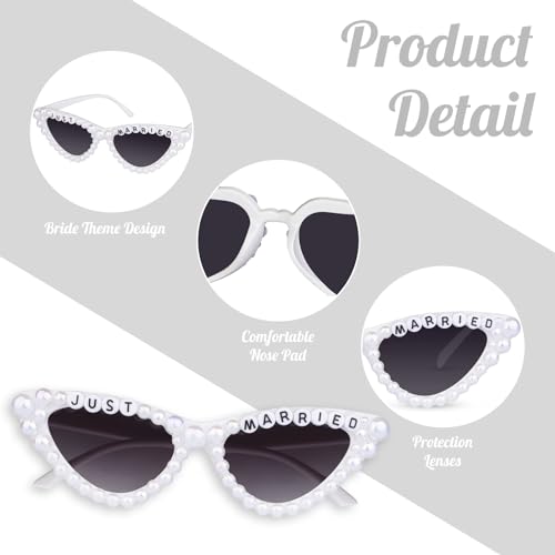 Bride Sunglasses - 'Just married ' Glasses for Wedding Party Decoration, Cat Eye Glasses for Bride to Be Gift Accessories3