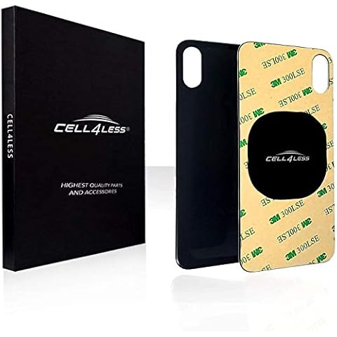 Cell4less Back Glass Compatible with The iPhone Xs W/Full Body Adhesive, Removal Tool, and Wide Camera Hole for Quicker Installation NO Logo (Black) Cover
