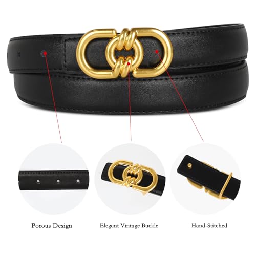 Image of Aurolran Women's Leather Belt with Buckle - Ideal for Dresses, Jeans, and Coats