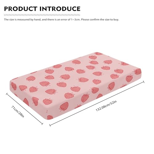 Image of Strawberry Baby Crib Sheets for Boys Girls Pink Fitted Crib Sheet for Standard Crib and Toddler Mattress Cute Baby Mattress Sheets Toddler Bed Sheet 52x28x8 in
