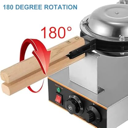 BDJSN 1400 W Kommerzieller Bubble-Waffeleisen, Elektrische Eierpfannkuchenmaschine Aus Edelstahl Mit Eierwaffelgebläse, 50–250 °C, 180 ° Drehbar, Für Restaurant, Küche, Snackbar – Bild 6