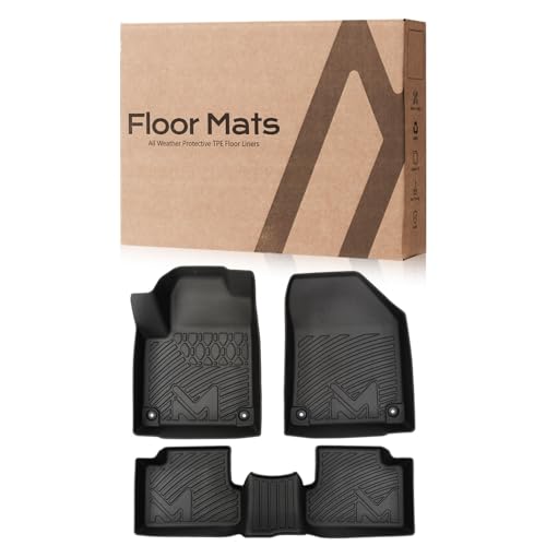 Image of TPE Automotive Floor Mats Custom for 2016-2023 Jeep Cherokee (Not for Grand Cherokee), All Weather Cover Protection Waterproof Black Floor Liner Front & Rear Row Full Set Car Mats, 3PCS