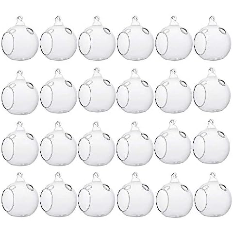 80MM Hanging Tealight Holders Glass Orb Terrarium, Wedding Candles Holders Hanging for Wedding Centerpieces (24, with 2 Side Holes) Cover