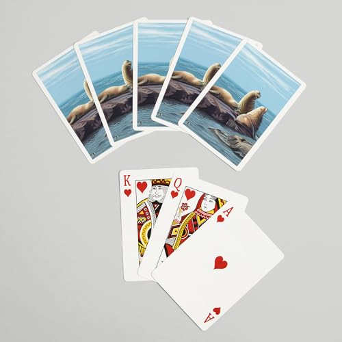 Deck de cartas Sea Lions, 52 naipes tamaño póker miniatura 7