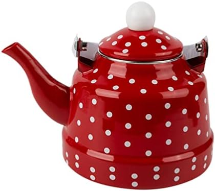 Cabilock Enamel Teapot Kettle Enameled Teapot Polka Dot Teapot for Stovetop Hot Water No Whistling, Housewarming Teapot Gift for Tea Lovers 1. 1L