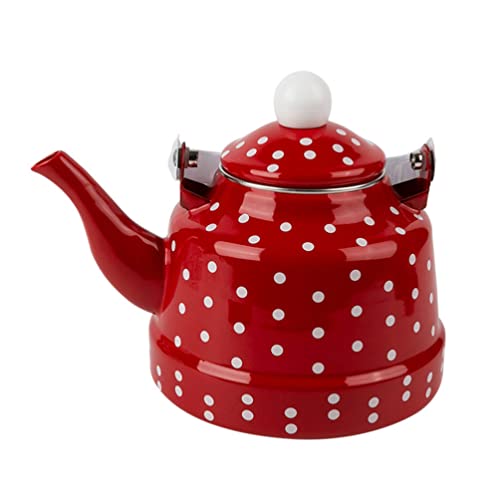 Cabilock Enamel Teapot Kettle Enameled Teapot Polka Dot Teapot For Stovetop Hot Water No Whistling, Housewarming Teapot Gift For Tea Lovers 1. 1L #TOP22