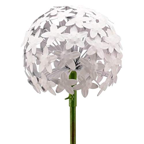 finehomegarden Gartenstecker Allium 20x20cm groß weiß Gartendeko Rankhilfe Metall / 240131