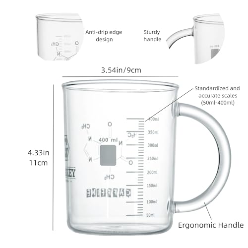 Caffeine Beaker Mug,16 oz Anti-dripping Borosilicate Caffeine Mug,Cool Coffee Mugs with Handle,Chemistry Mug,Measuring for Coffee,Tea,Hot and Cold Beverage - Image 4