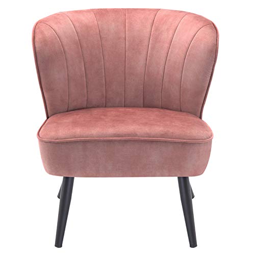 Duhome Living Room Chair Armless Slipper Accent Chair Sofa Chair Reading Chair Upholstered Velvet Fabric for Bedroom Pink
