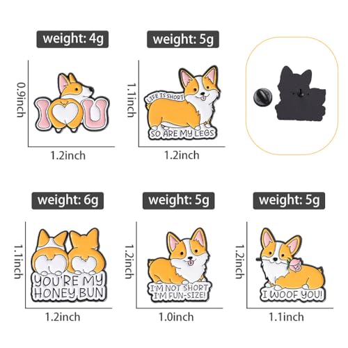 Image of Funny Animal Enamel Pins Set Corgi Frog Goose Cat Themed Badge Pins for Backpack Novelty Lapel Pins for Clothes Cartoon Brooches for Hats Bags Jackets