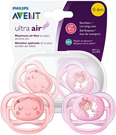 Philips Avent SCF345/20 Ultra Air Dummy 0-6 months, Breathable Orthodontic, BPA free, Double pack, Girl/Angel