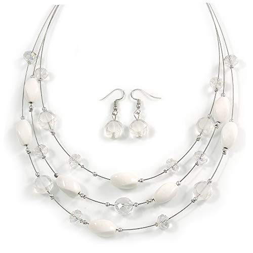 Collar y pendientes de gota de cristal para bodas y cenas de gala con vestido de noche