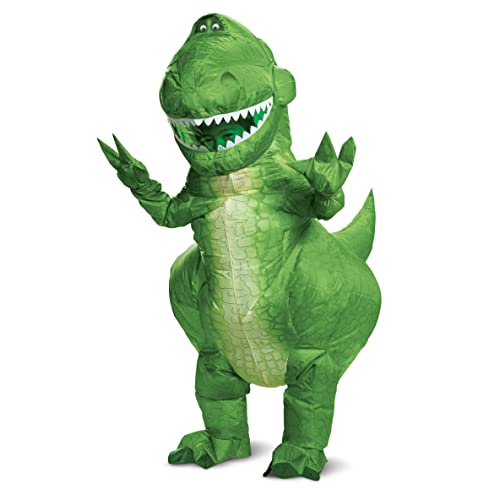 Image of Rex Inflatable Costume for Kids, Official Disney Toy Story Inflatable T Rex Costume with Fan, Child Size Up to 7-8