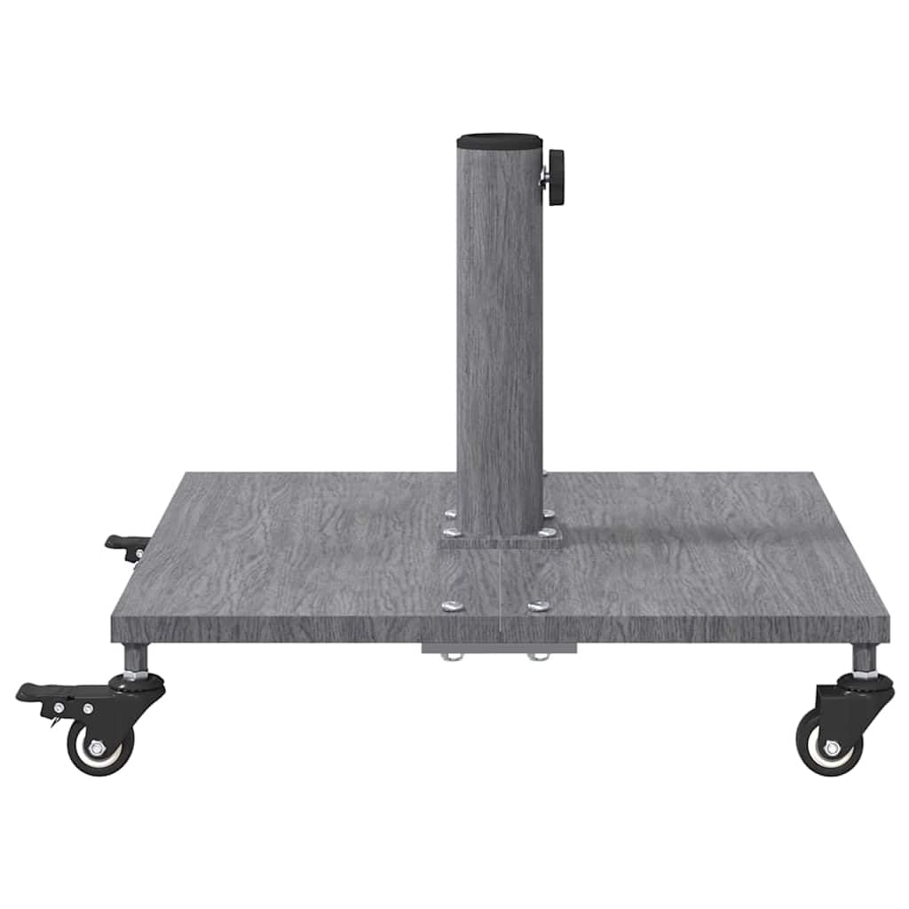 Supporto per ombrellone grigio scuro, effetto legno, in acciaio, 45 x 45 x 31,5 cm, con piedini regolabili, per balcone, terrazza, giardino, cortile, patio, stabile base per ombrellone con