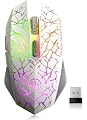 VEGCOO C12 Rechargeable Wireless Gaming Mouse Mice Silent Click Cordless Mouse 7 Smart Buttons PC Gaming Mouse Mice Advanced Technology with 2.4GHZ Up to 2400DPI (C12 White)