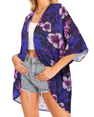 Image of Women Kimono Cardigans Casual Summer Tops Cover up Open Front Floral Print Resort Wear 2026